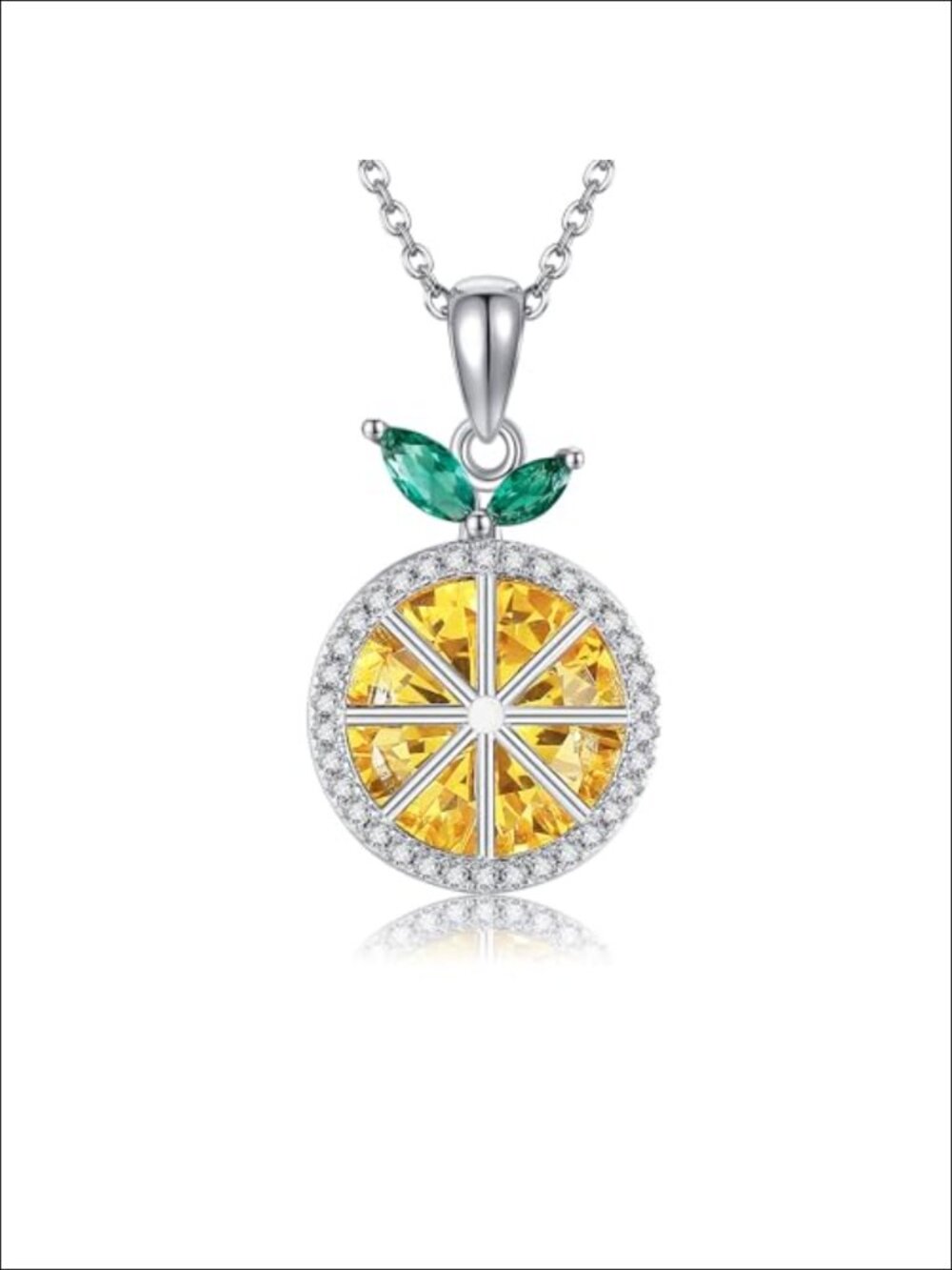 Sterling Silver Lemon Pendant Necklace Fruit Jewelry Gift for Women